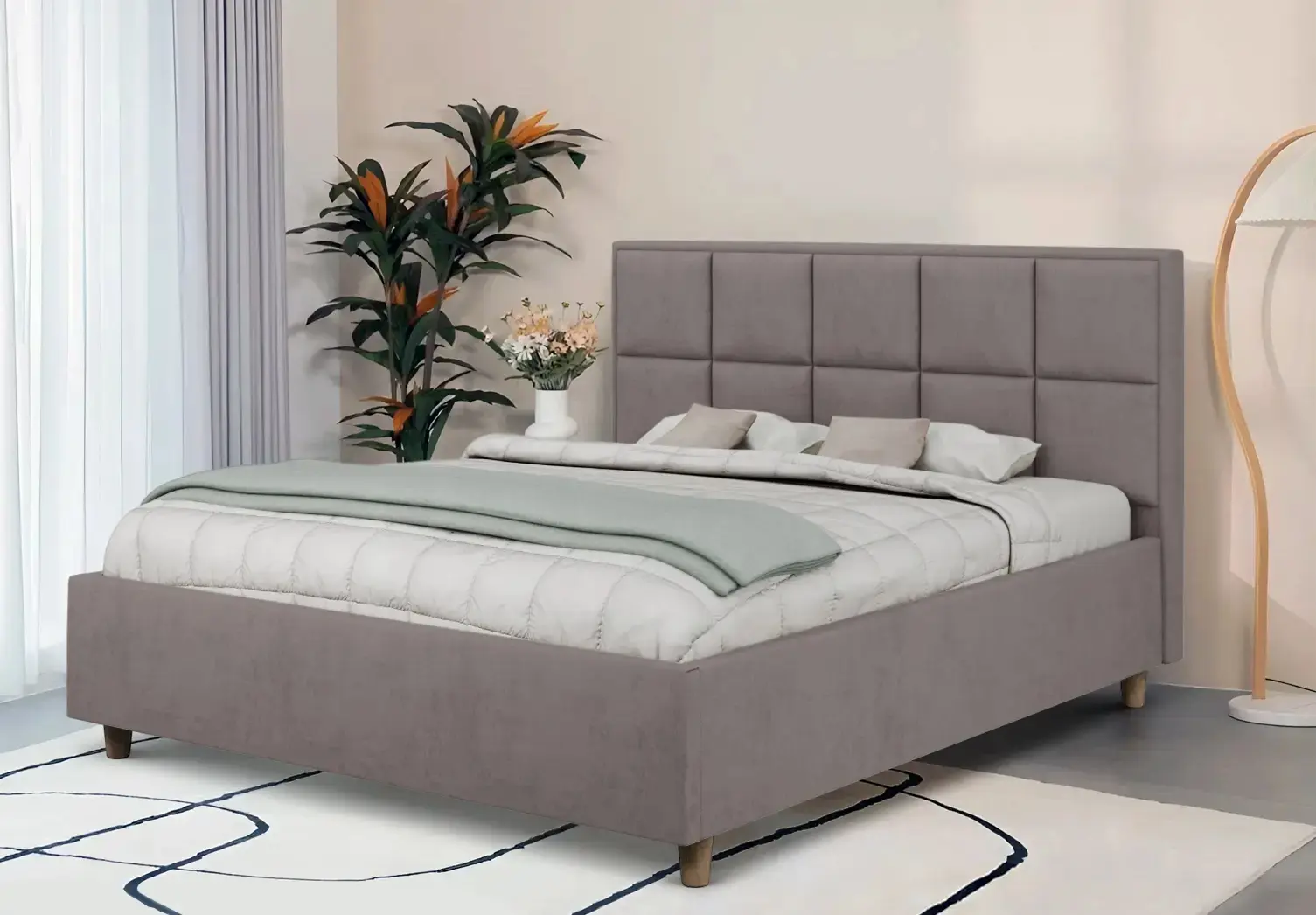 Pat Charmbed Confort Tatiana Modern 140x200 Velluto 15 (Silver/Walnut)