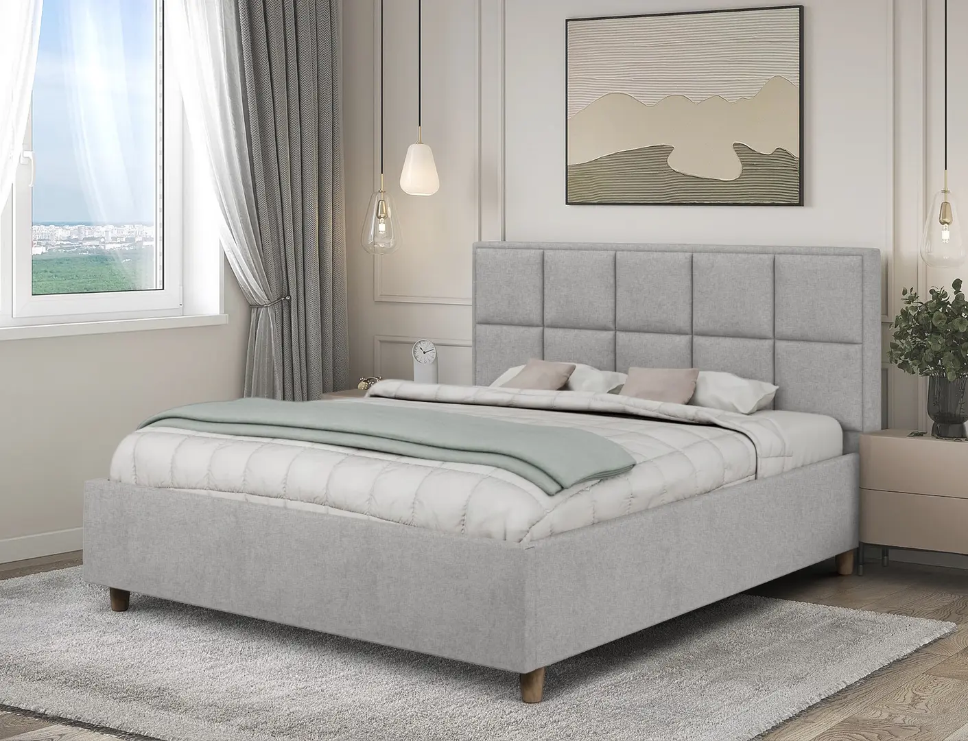 Pat Charmbed Confort Tatiana Modern 160x200 Glow 15 (Light Grey/Walnut)