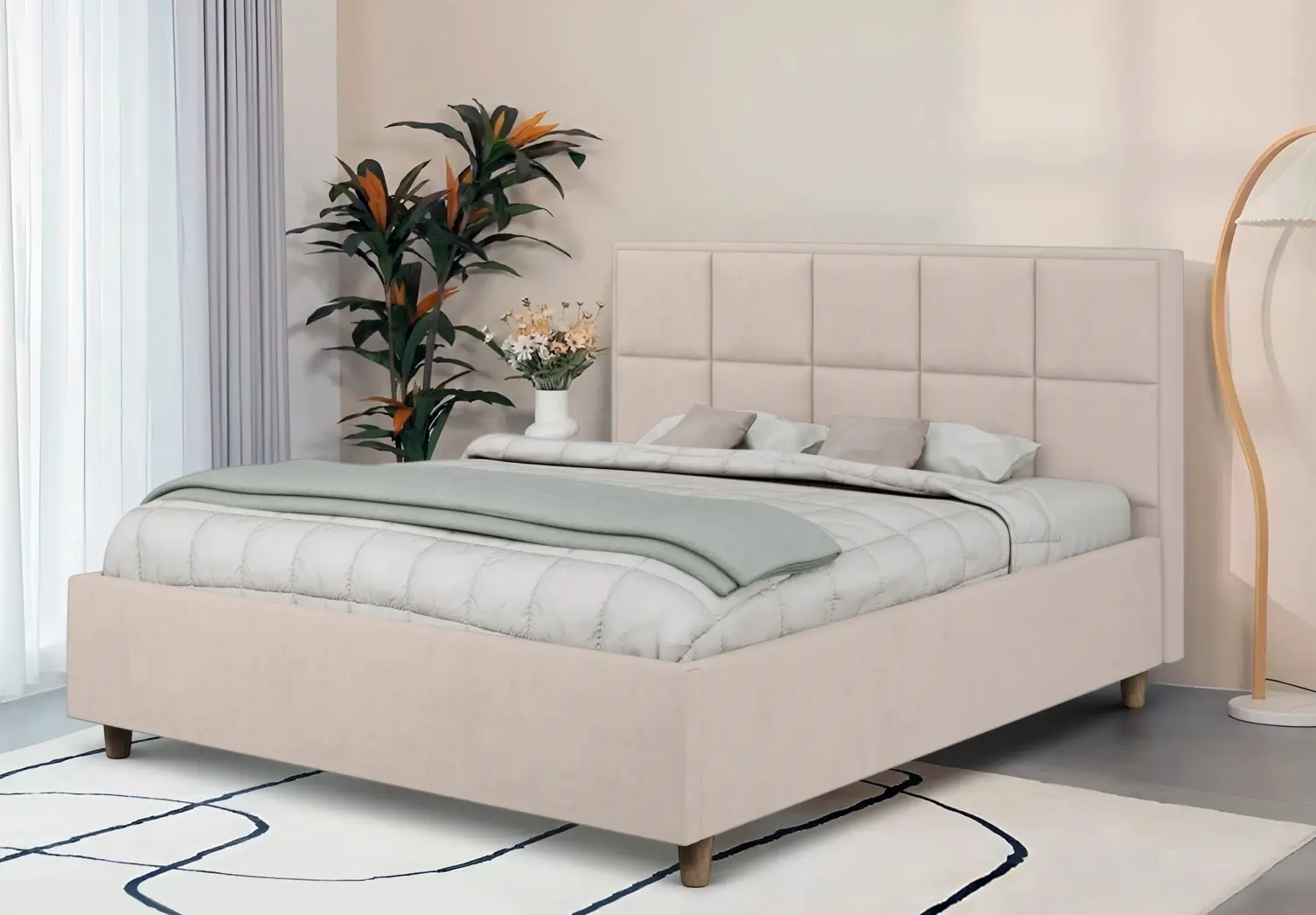 Pat Charmbed Confort Tatiana Modern 160x200 Velluto 02 (Beige/Walnut)