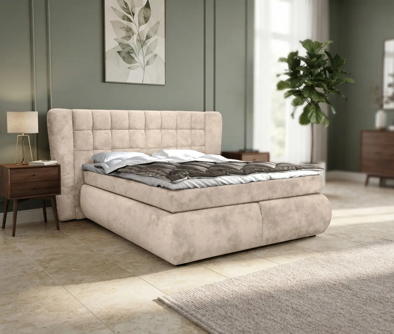 Pat Charmbed Diana 160x200 King 02 (Light Beige)