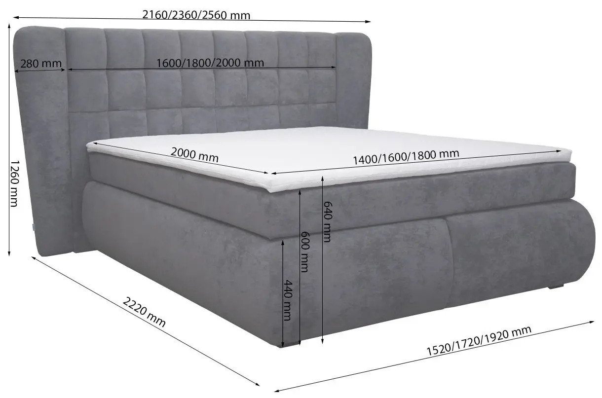 Кровать Charmbed Diana 160x200 Mono 09 (Grey-Blue) - 6