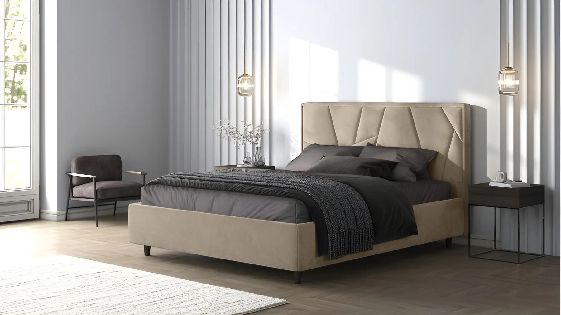 Кровать Charmbed Lux Agata 160x200 Laguna 07 (Beige)