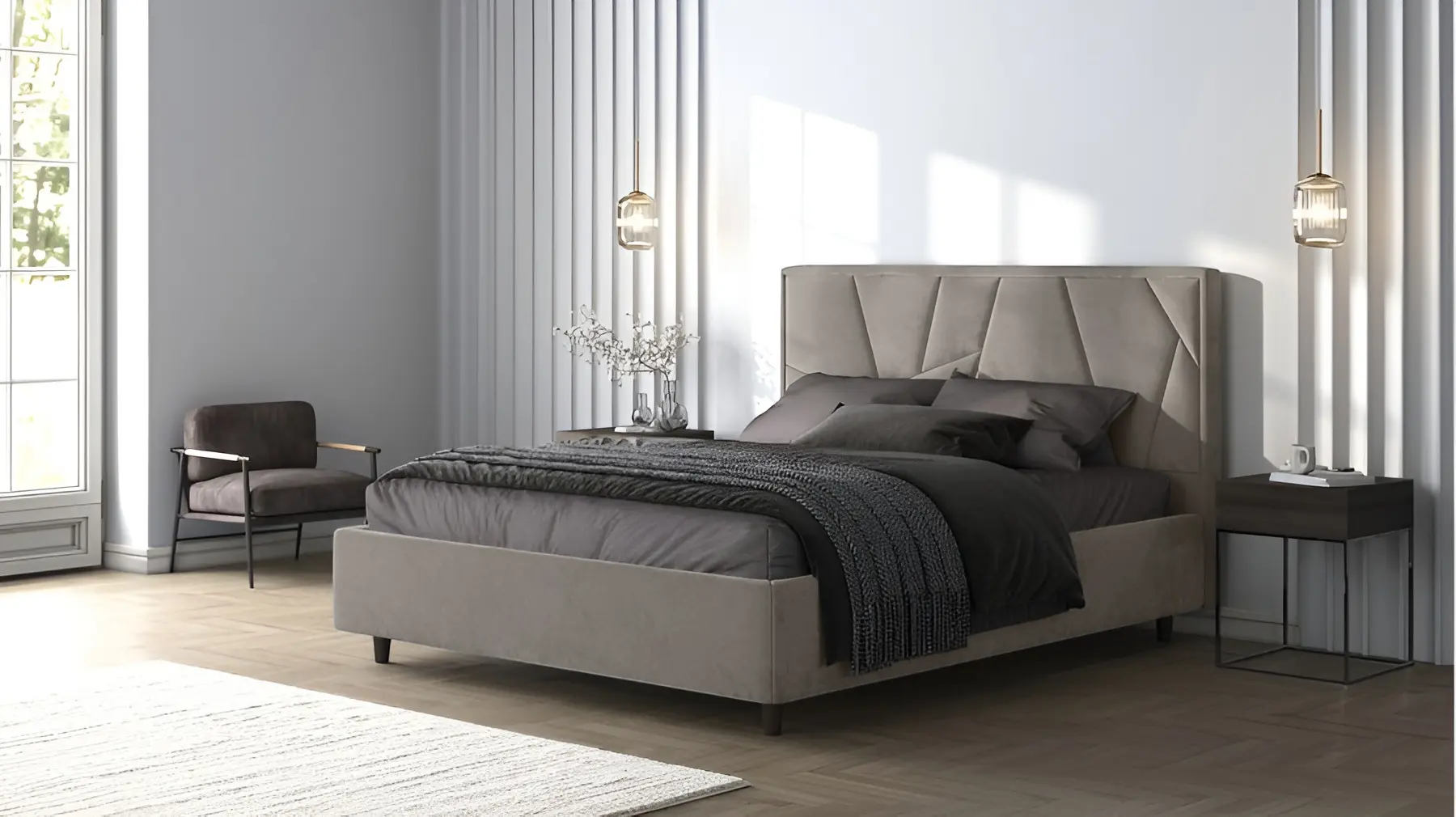 Кровать Charmbed Lux Agata 160x200 Laguna 09 (Stone Gray)