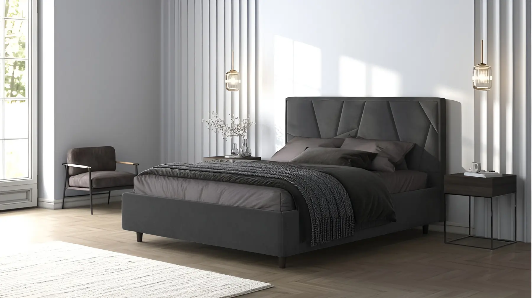 Кровать Charmbed Lux Agata 160x200 Laguna 43 (Gray)