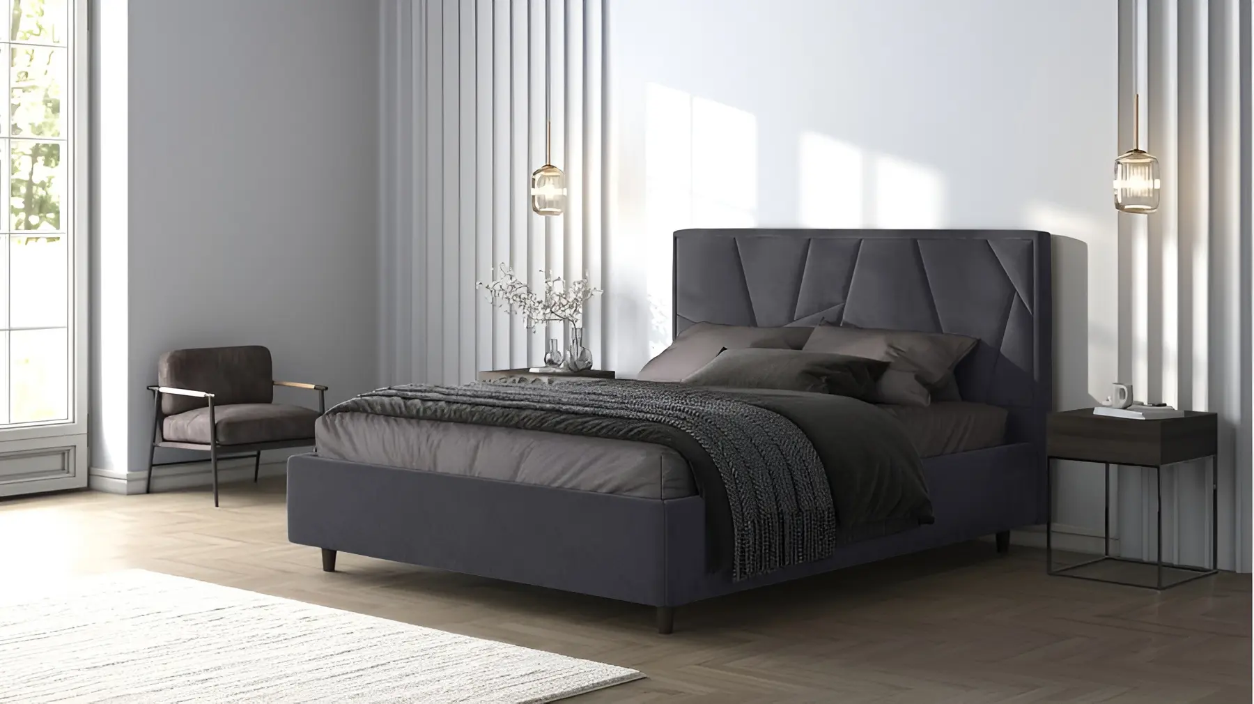 Кровать Charmbed Lux Agata 160x200 Laguna 44 (Graphite)