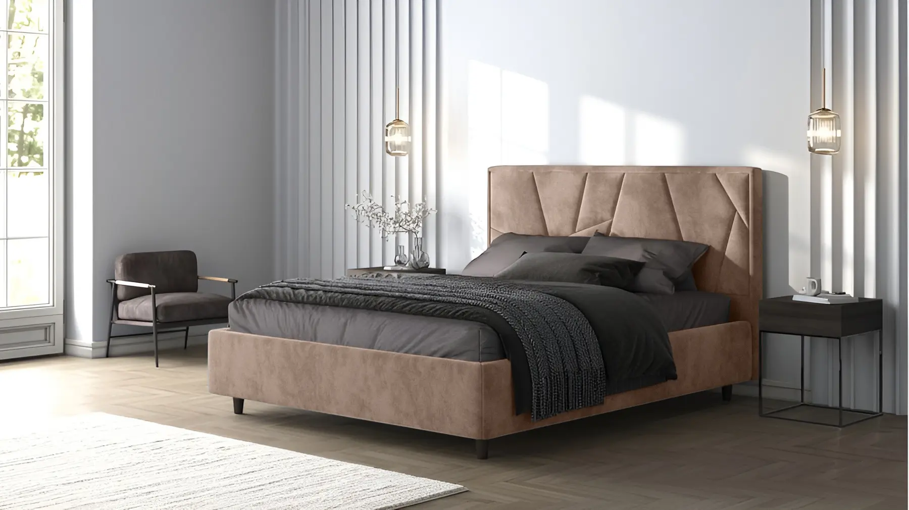 Кровать Charmbed Lux Agata 160x200 Mono 06 (Dark Beige)