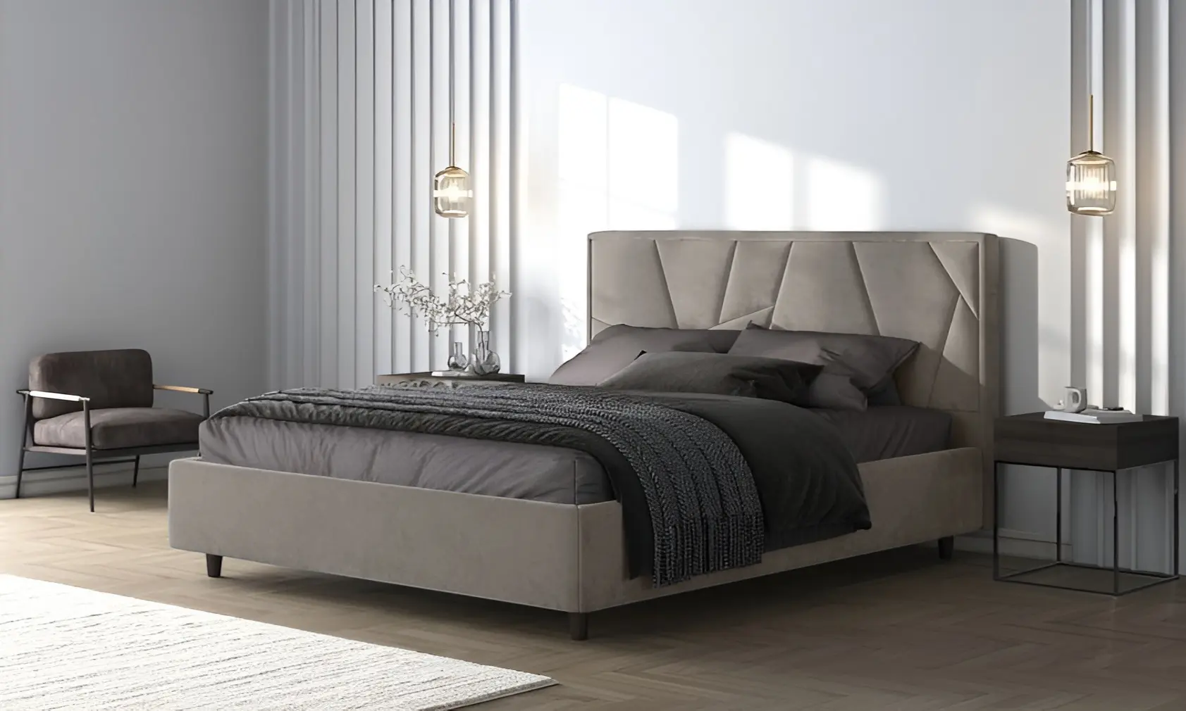 Кровать Charmbed Lux Agata 180x200 Laguna 09 (Stone Gray)
