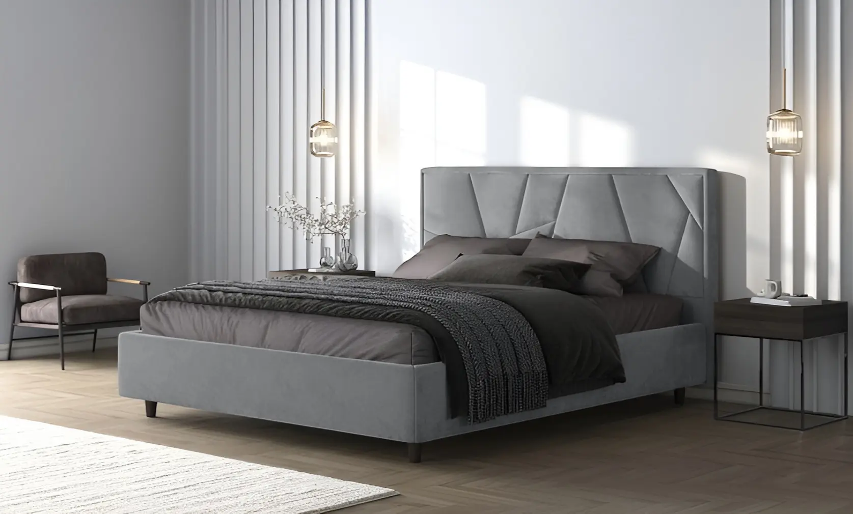 Кровать Charmbed Lux Agata 180x200 Laguna 42 (Light Gray)