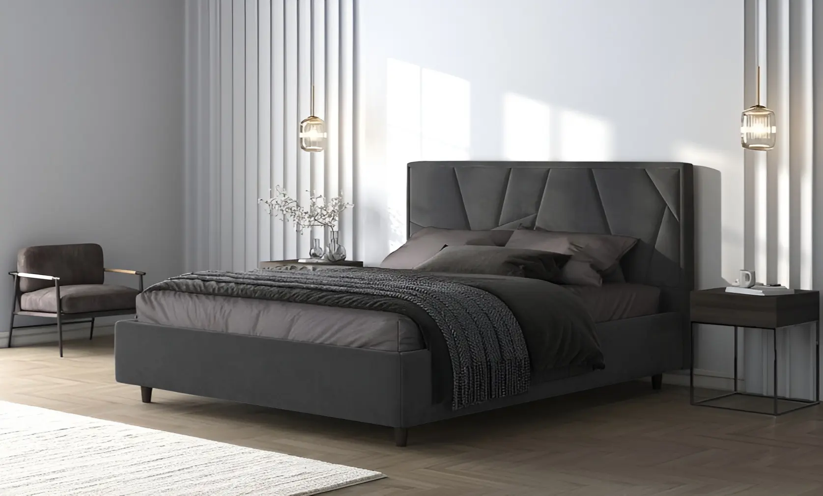 Кровать Charmbed Lux Agata 180x200 Laguna 43 (Gray)