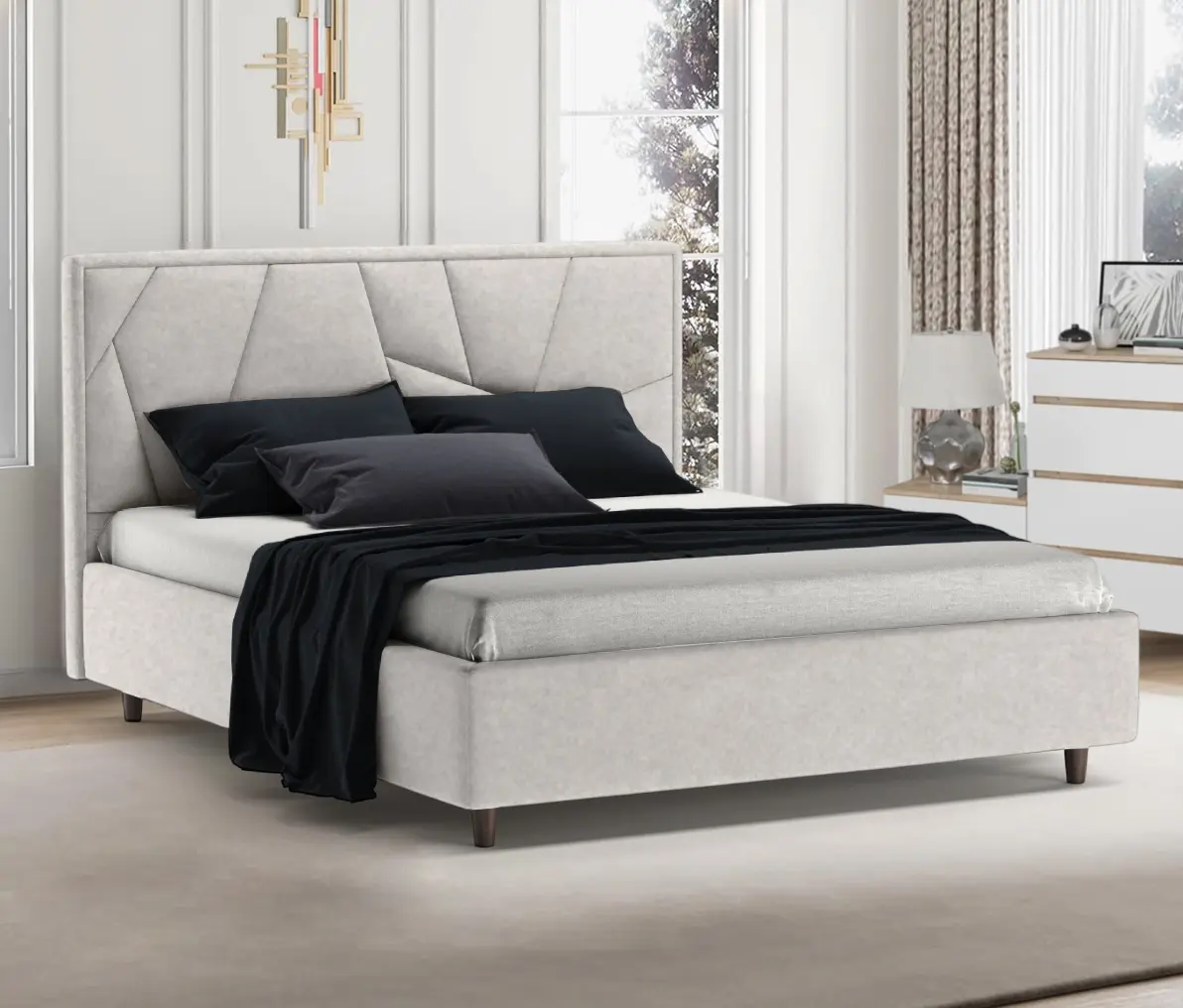 Кровать Charmbed Lux Agata 180x200 Mono 03 (Light Grey)