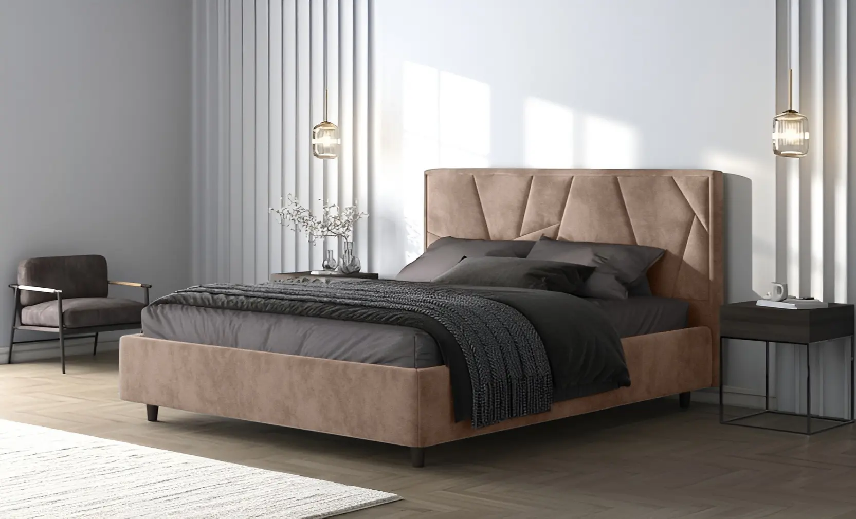 Кровать Charmbed Lux Agata 180x200 Mono 06 (Dark Beige)