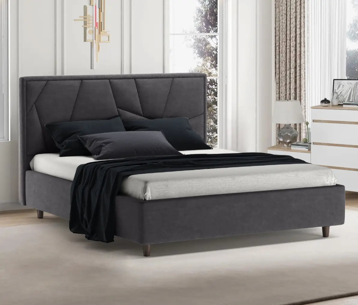 Кровать Charmbed Lux Agata 180x200 Mono 07 (Dark Grey)