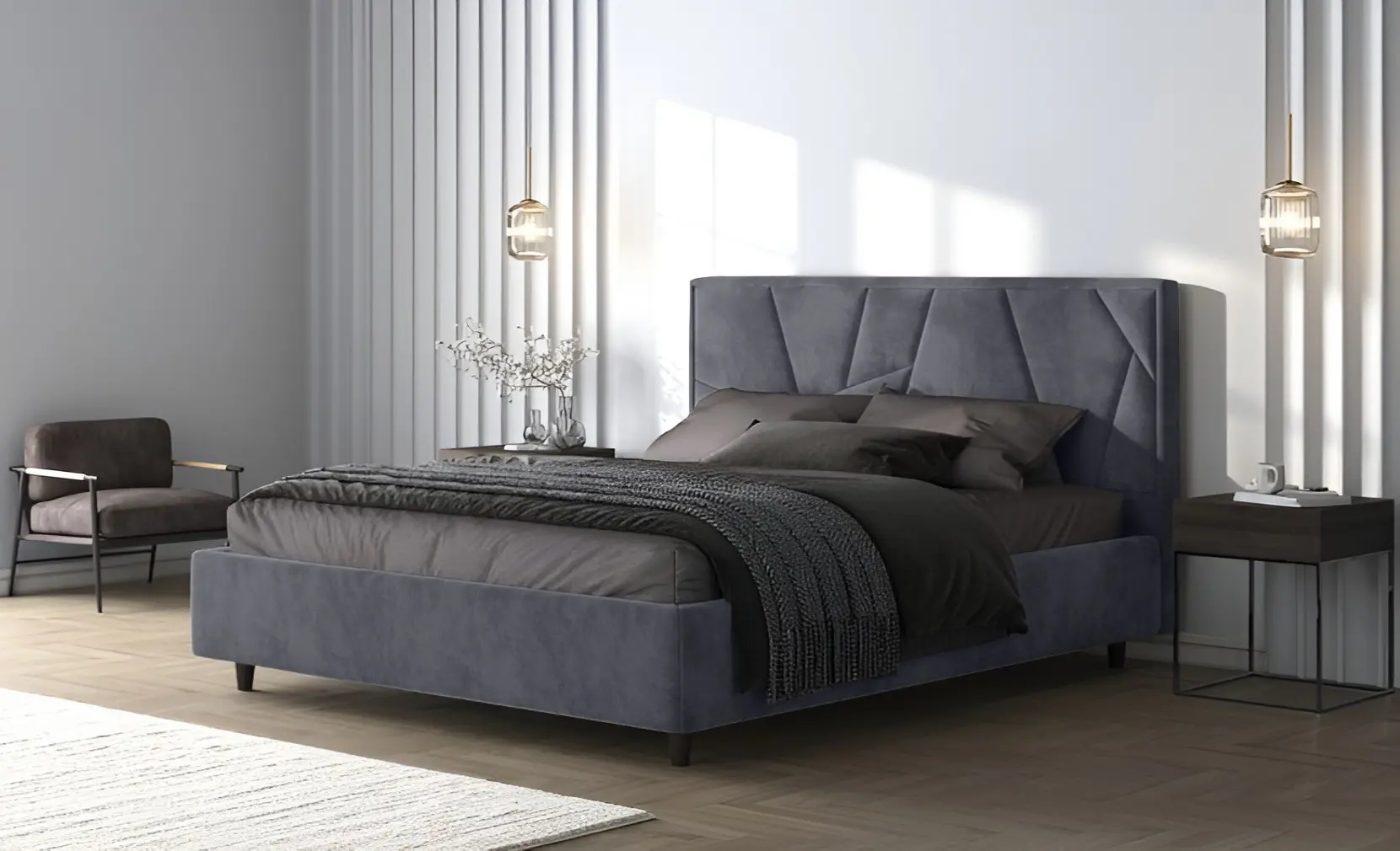 Кровать Charmbed Lux Agata 180x200 Mono 09 (Grey-Blue)