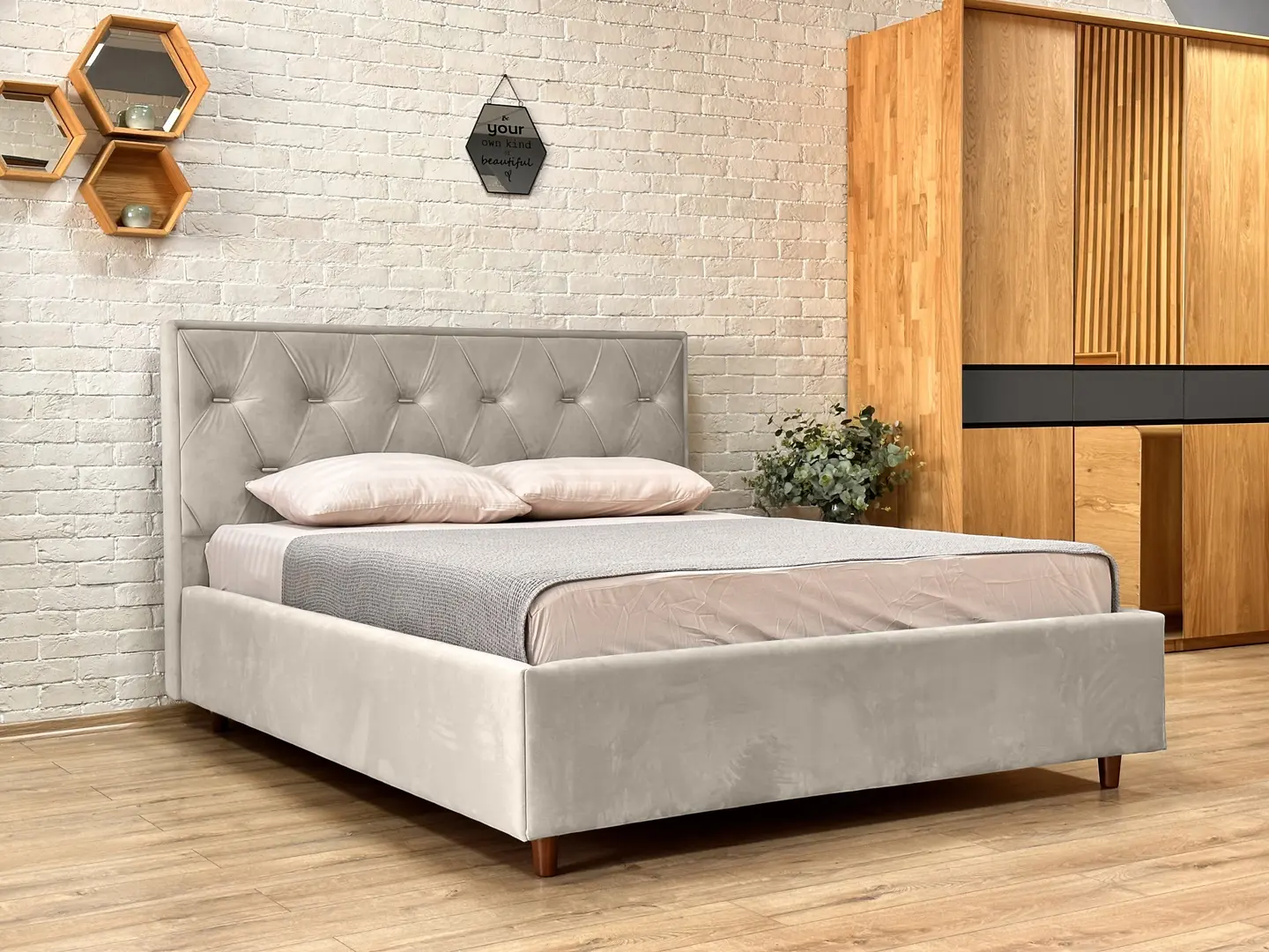 Кровать Charmbed Lux Bela 160x200 Laguna 08 (Gray-Beige)