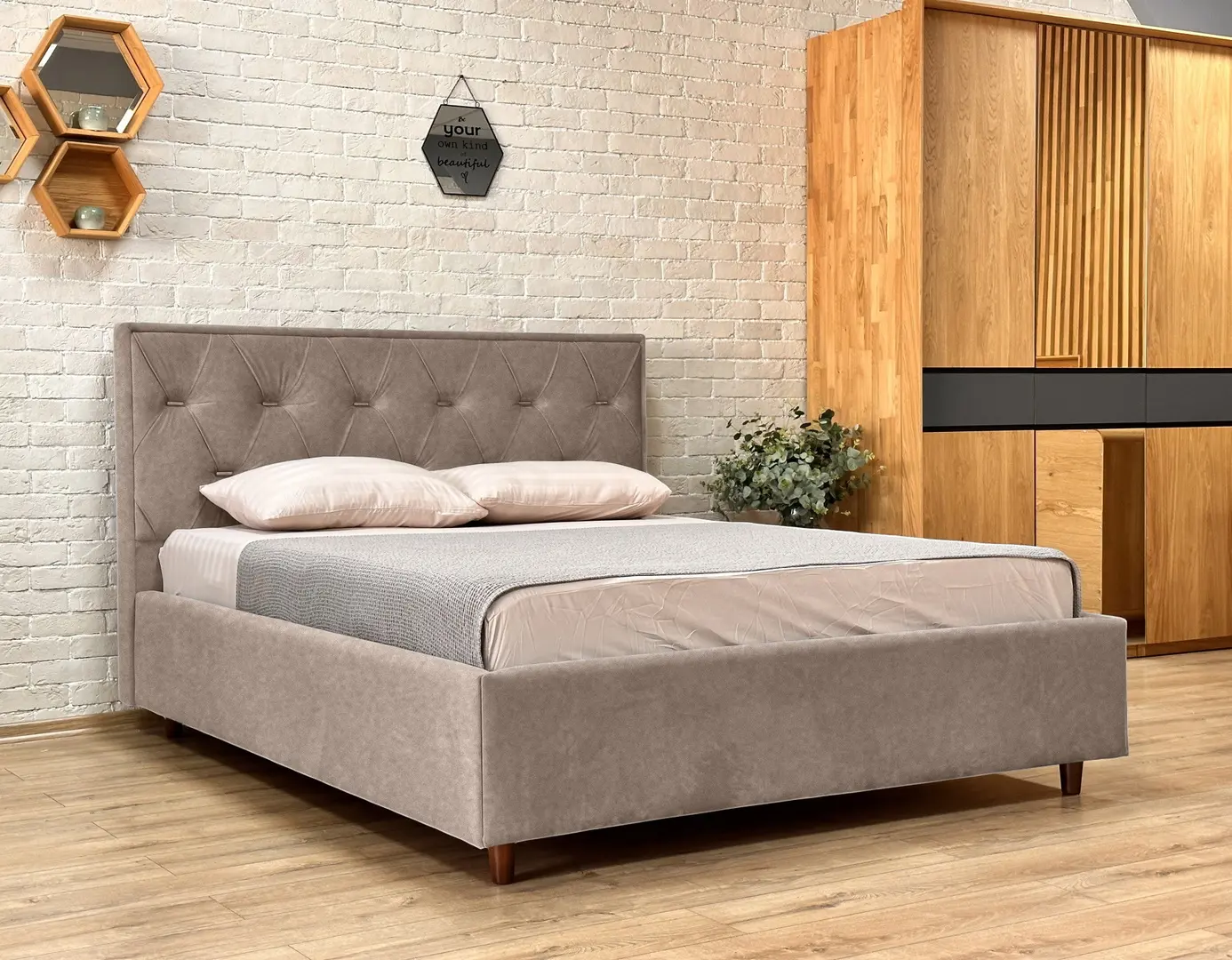 Кровать Charmbed Lux Bela 160x200 Mono 04 (Light Brown)