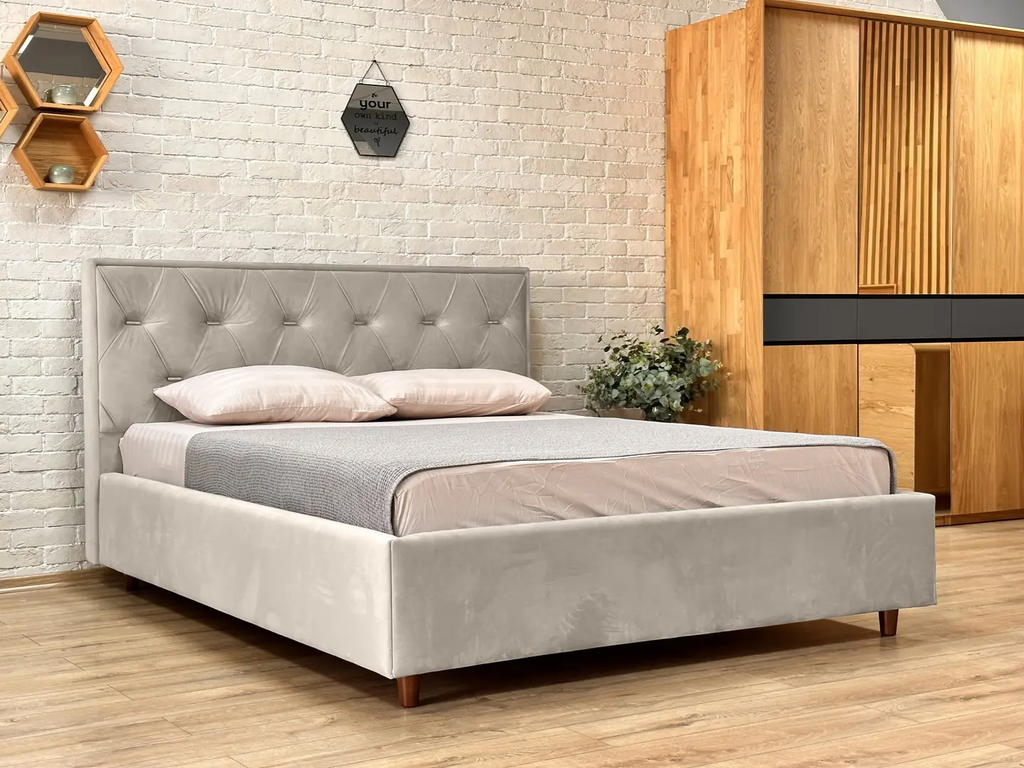 Кровать Charmbed Lux Bela 180x200 Laguna 08 (Gray-Beige)