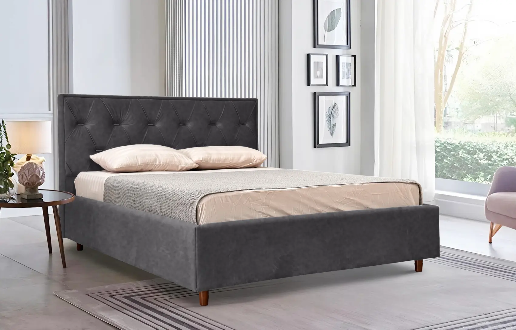 Кровать Charmbed Lux Bela 180x200 Mono 07 (Dark Grey)