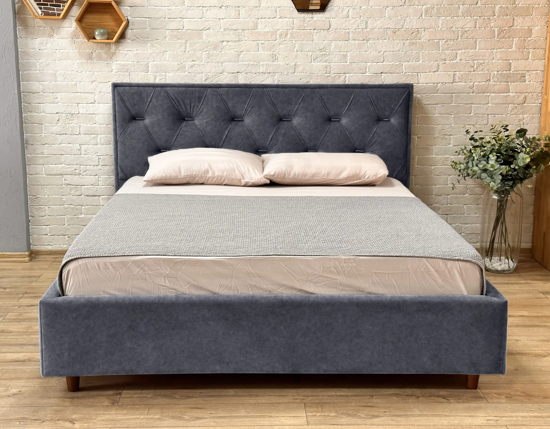 Кровать Charmbed Lux Bela 180x200 Mono 09 (Grey-Blue) - 2