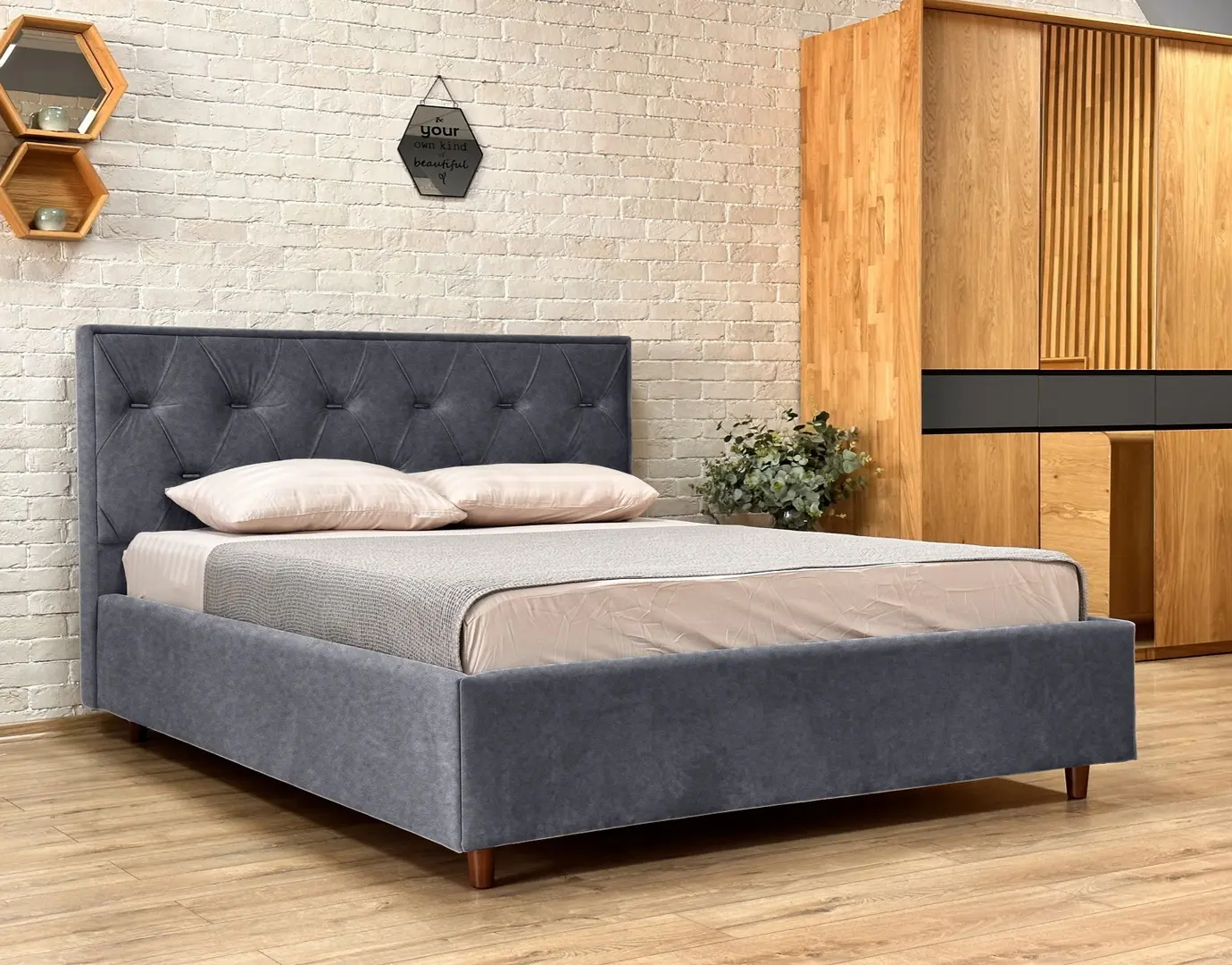 Кровать Charmbed Lux Bela 180x200 Mono 09 (Grey-Blue)