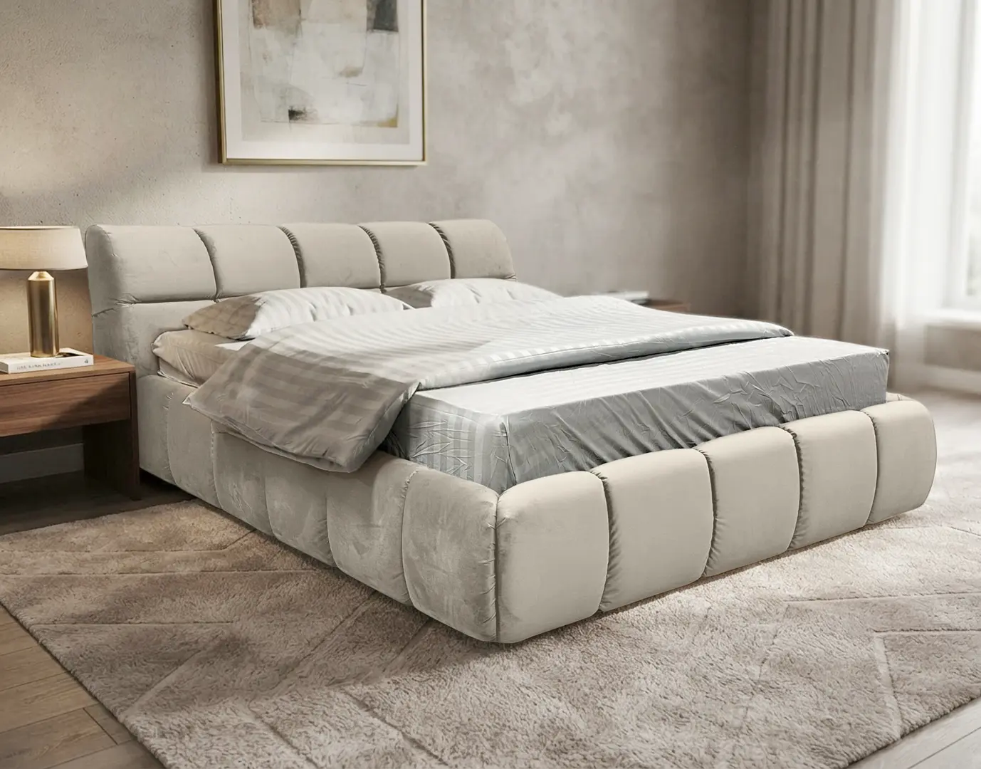 Кровать Charmbed Lux Jenny 160x200 Laguna 08 (Gray-Beige)