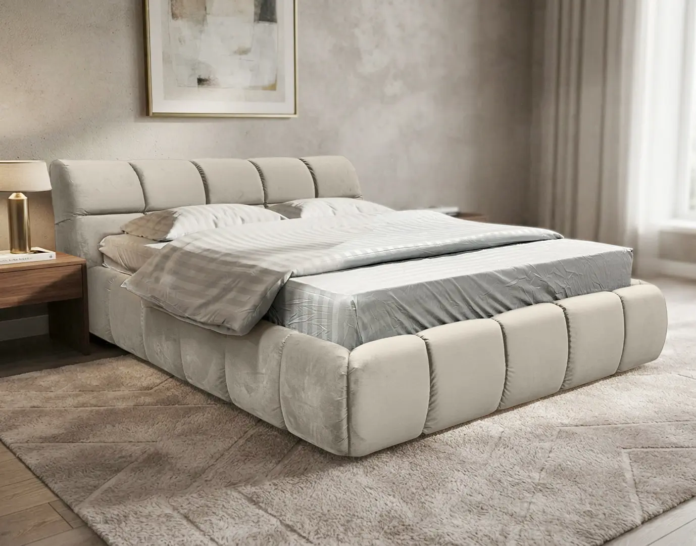 Кровать Charmbed Lux Jenny 180x200 Laguna 08 (Gray-Beige)
