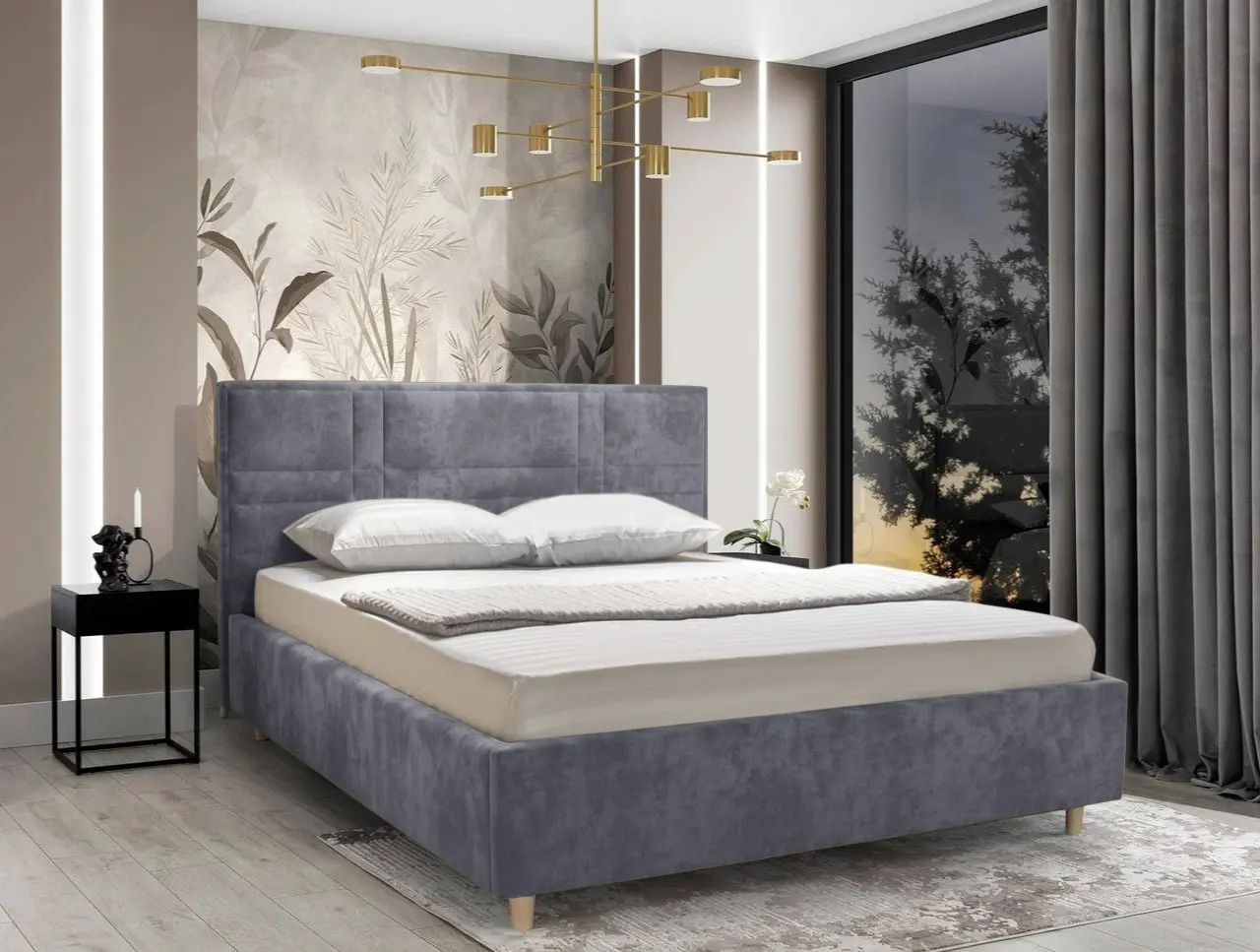 Кровать Charmbed Lux Maria 160x200 Mono 09 (Grey-Blue)