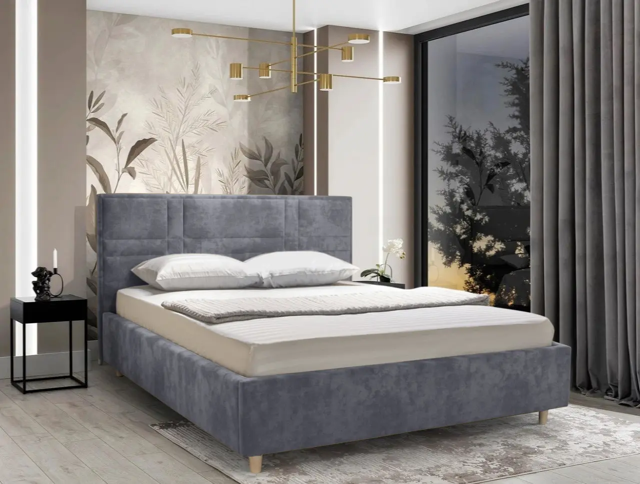 Кровать Charmbed Lux Maria 180x200 Mono 09 (Grey-Blue)