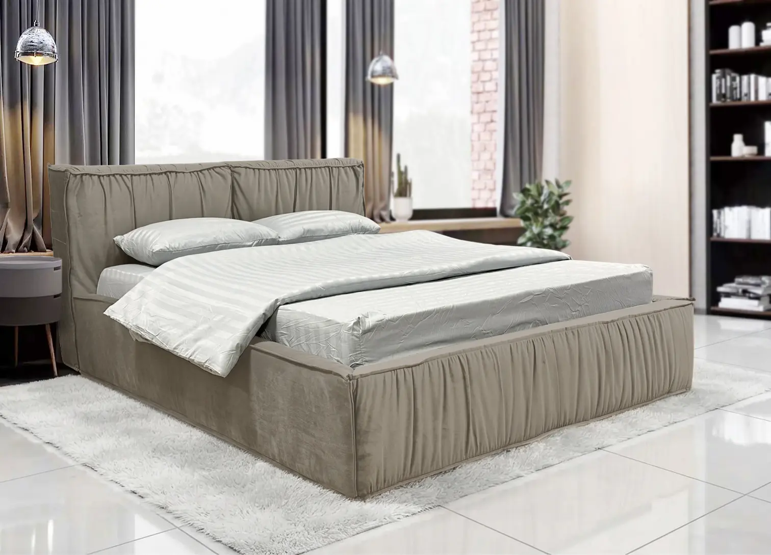 Кровать Charmbed Lux Selina 160x200 Laguna 09 (Stone Gray)