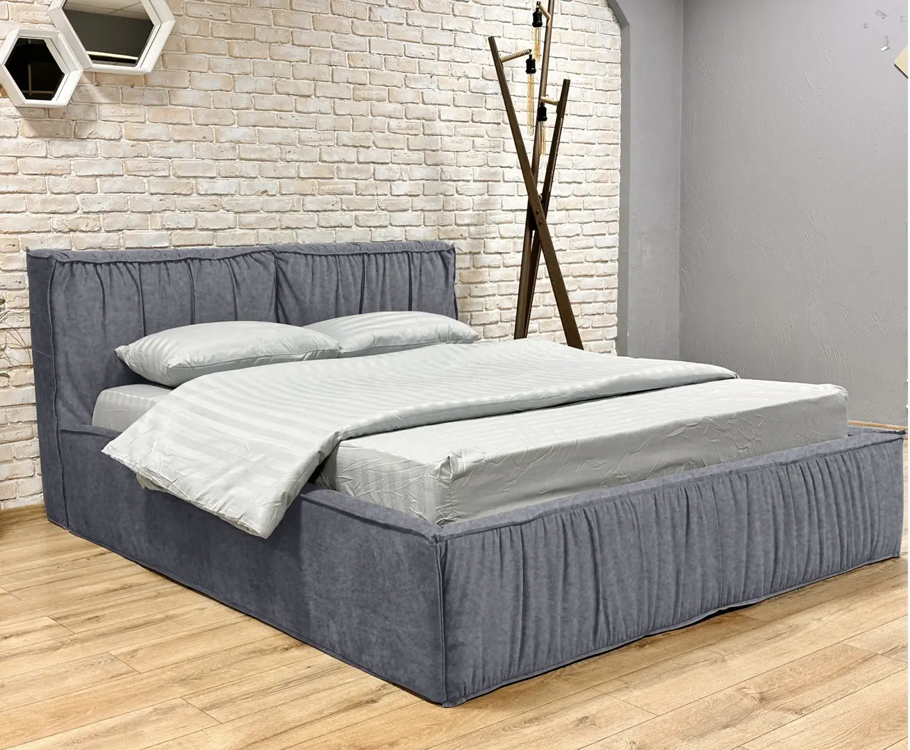 Кровать Charmbed Lux Selina 160x200 Mono 09 (Grey-Blue)