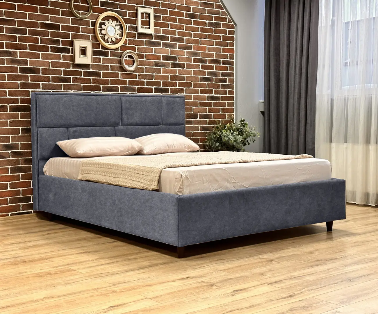 Кровать Charmbed Lux Sofi 160x200 Mono 09 (Grey-Blue)