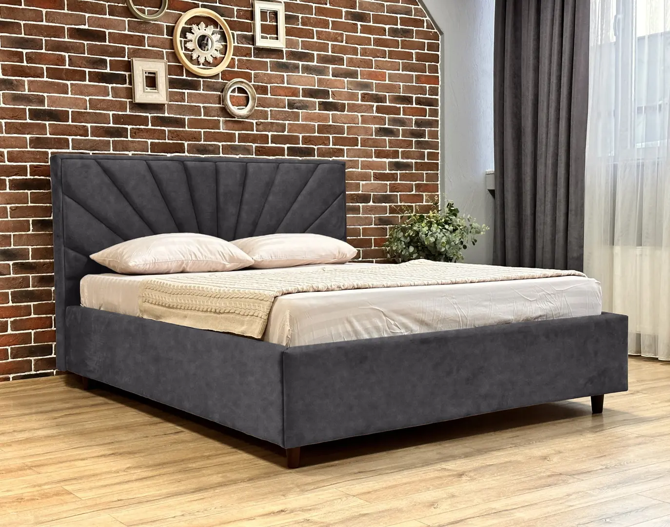 Кровать Charmbed Lux Sunny 160x200 Mono 07 (Dark Grey)