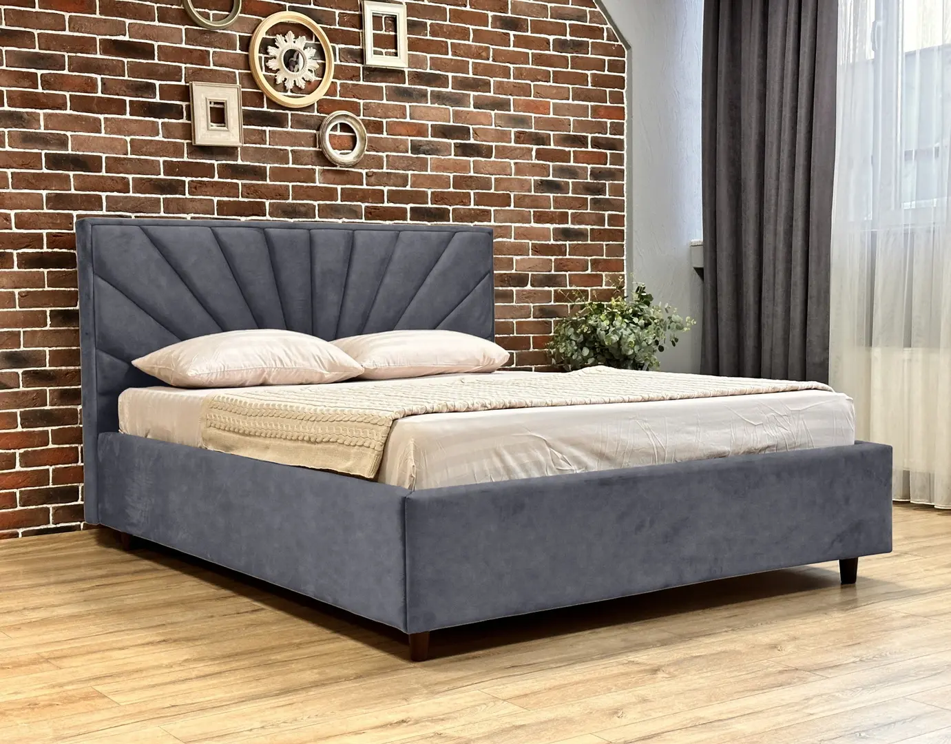 Кровать Charmbed Lux Sunny 160x200 Mono 09 (Grey-Blue)
