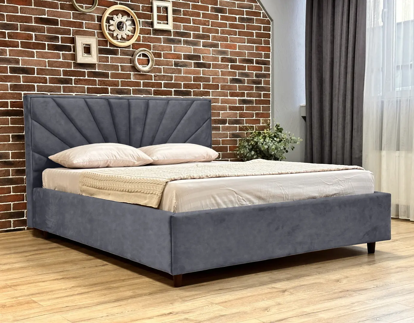 Кровать Charmbed Lux Sunny 180x200 Mono 09 (Grey-Blue)