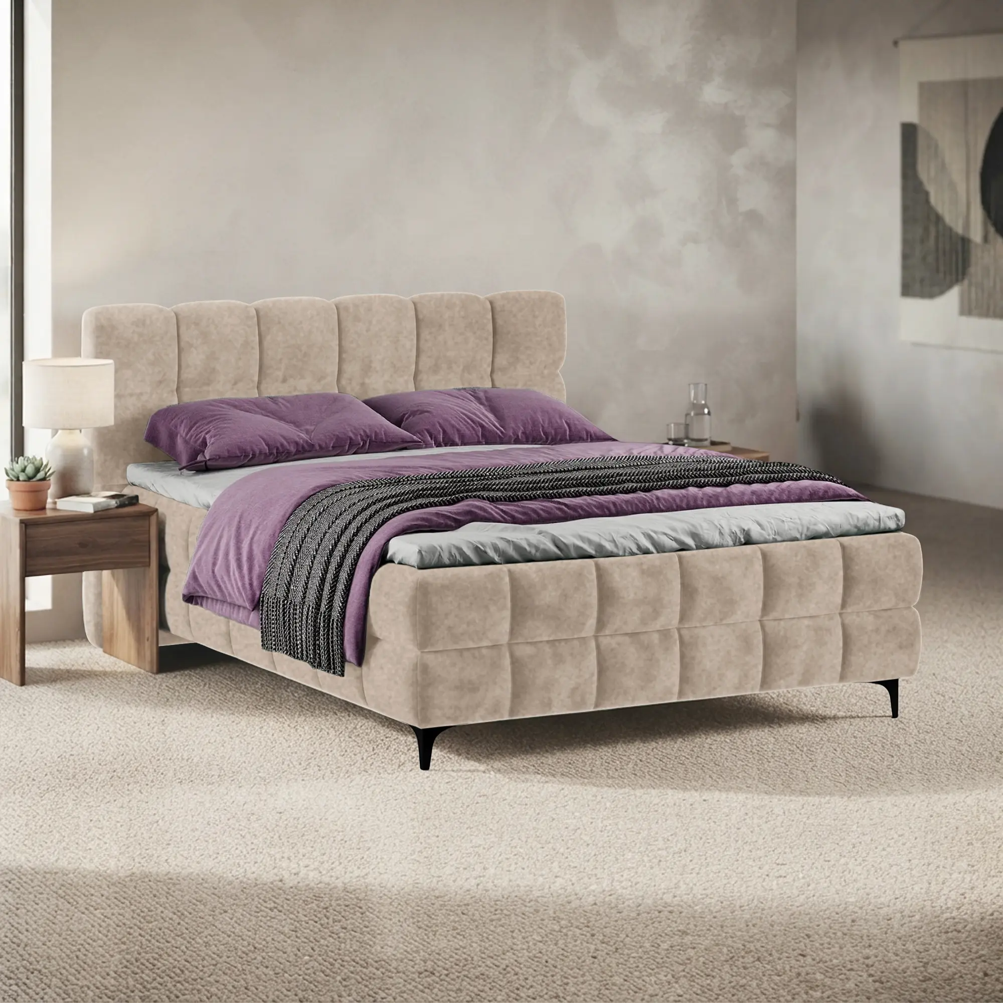 Кровать Charmbed Melani 160x200 King 02 (Light Beige) - 2