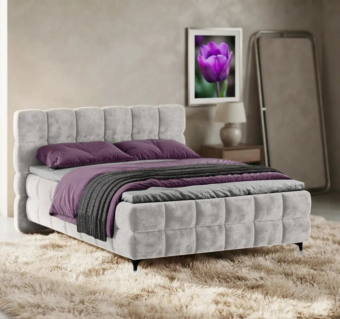 Pat Charmbed Melani 160x200 Mono 03 (Light Grey)