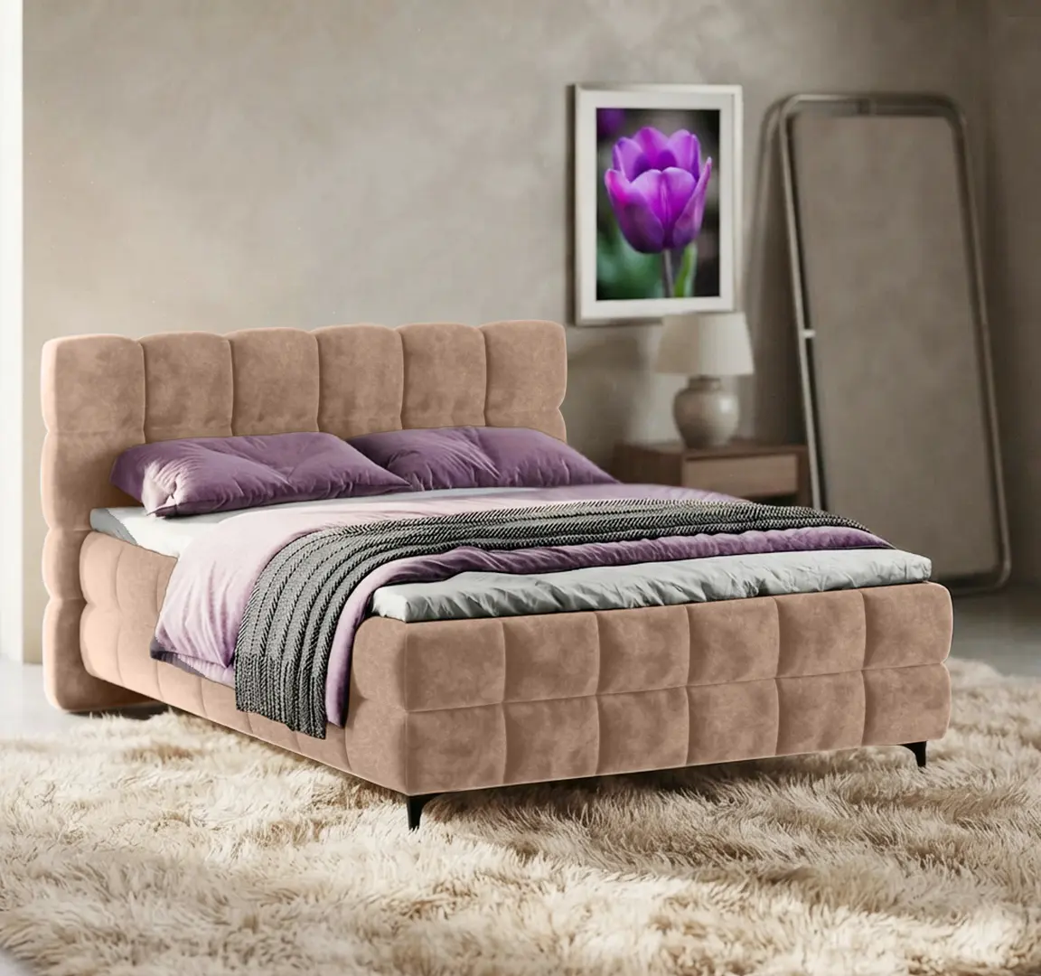 Pat Charmbed Melani 160x200 Mono 06 (Dark Beige)