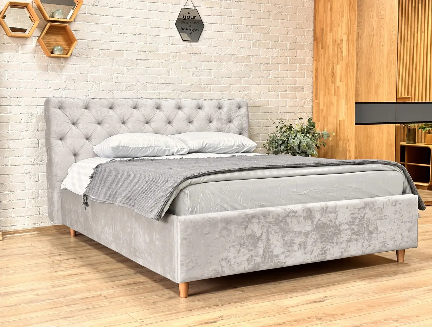 Кровать Charmbed Premium Denise 160x200 Malibu 02 (Light Gray)