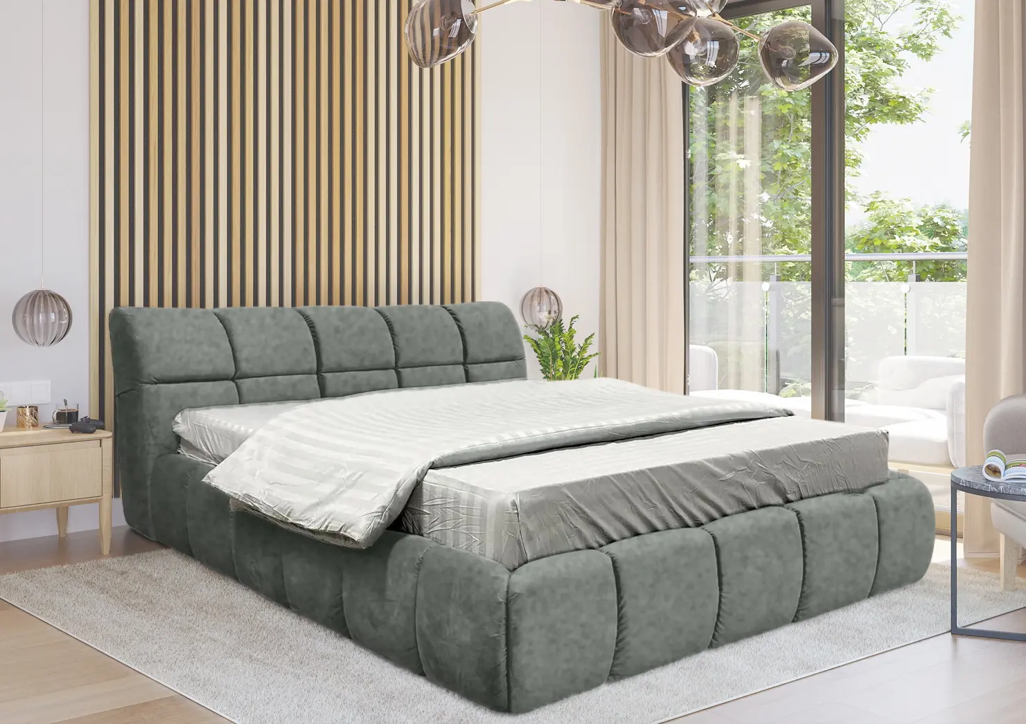 Кровать Charmbed Premium Jenny 160x200 Malibu 04 (Grey)