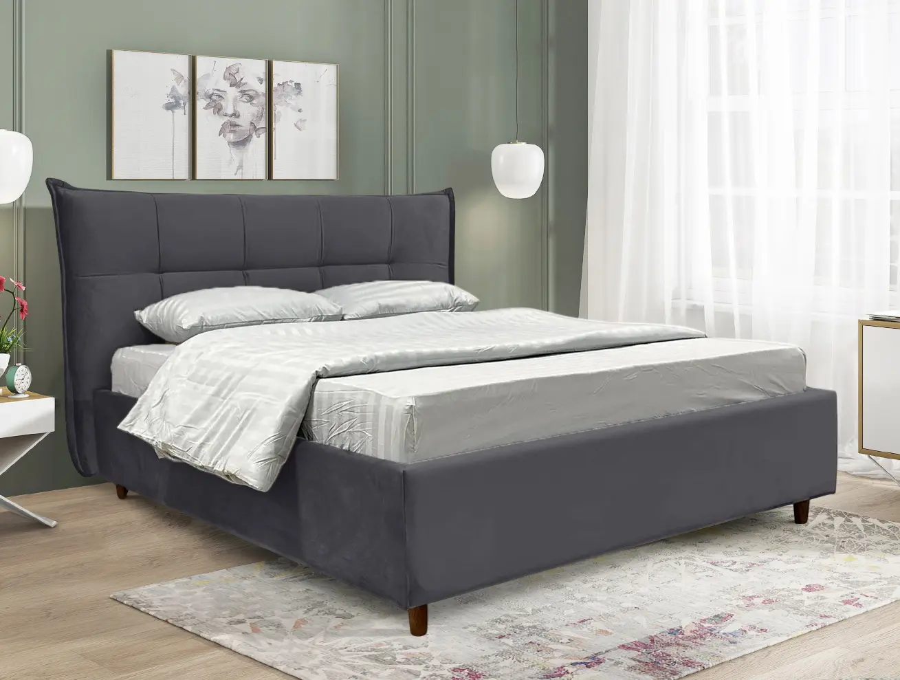 Pat Charmbed Premium Lesley 160x200 Laguna 44 (Graphite)