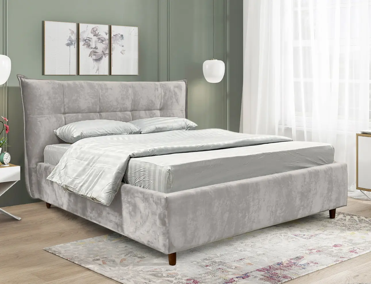 Кровать Charmbed Premium Lesley 160x200 Malibu 02 (Light Gray)
