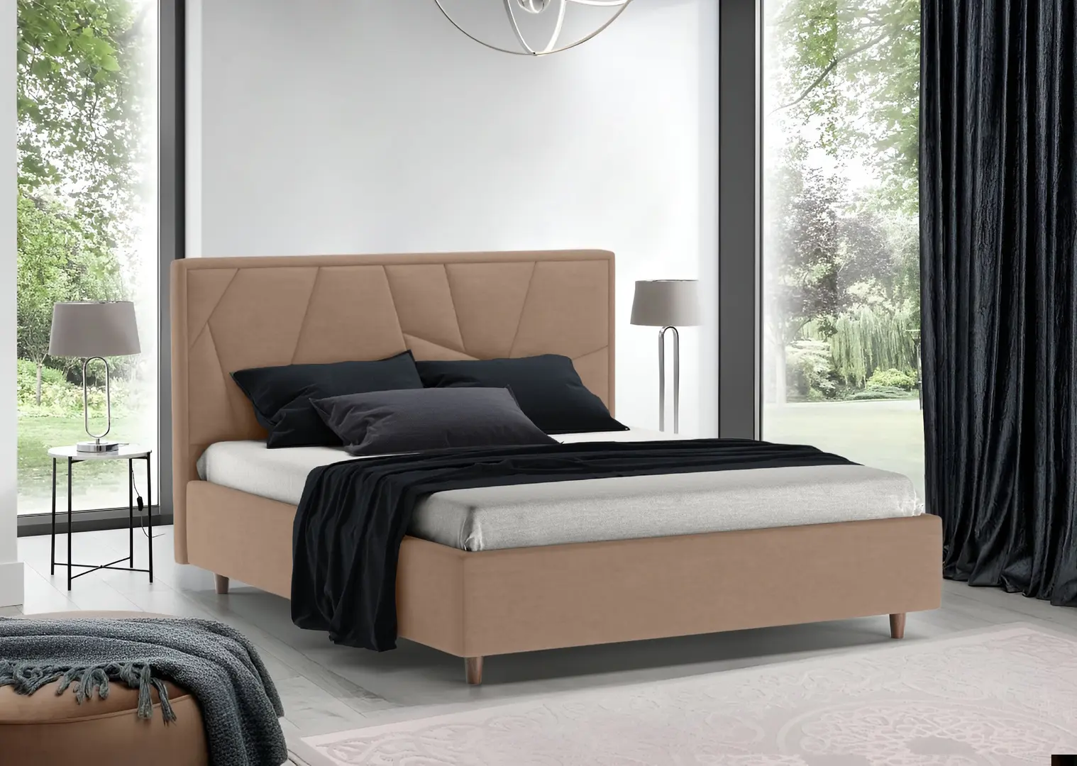 Кровать Charmbred Confort Seul Modern 160x200 Velluto 03 (Mika/Walnut)