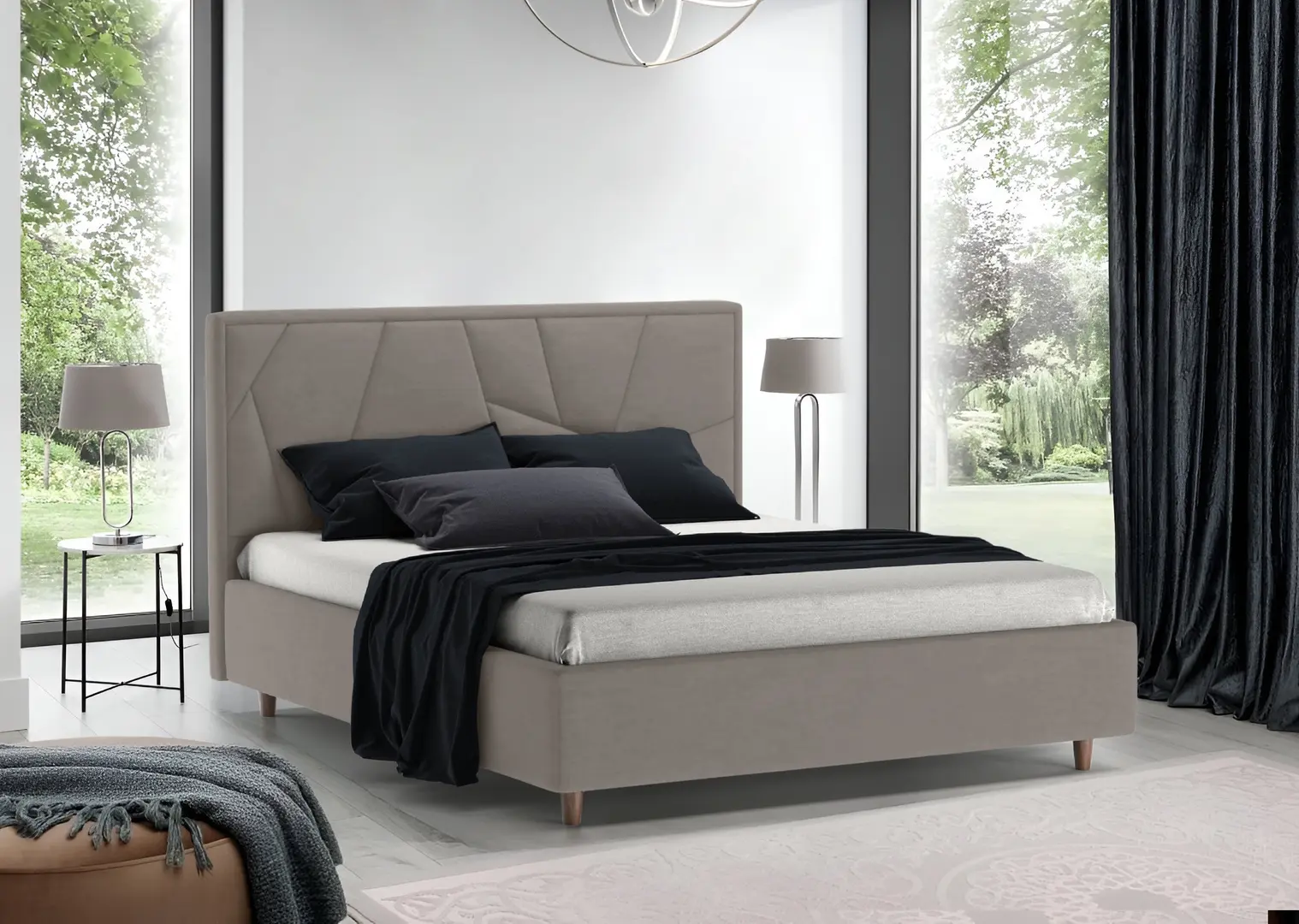 Кровать Charmbred Confort Seul Modern 160x200 Velluto 15 (Silver/Walnut)