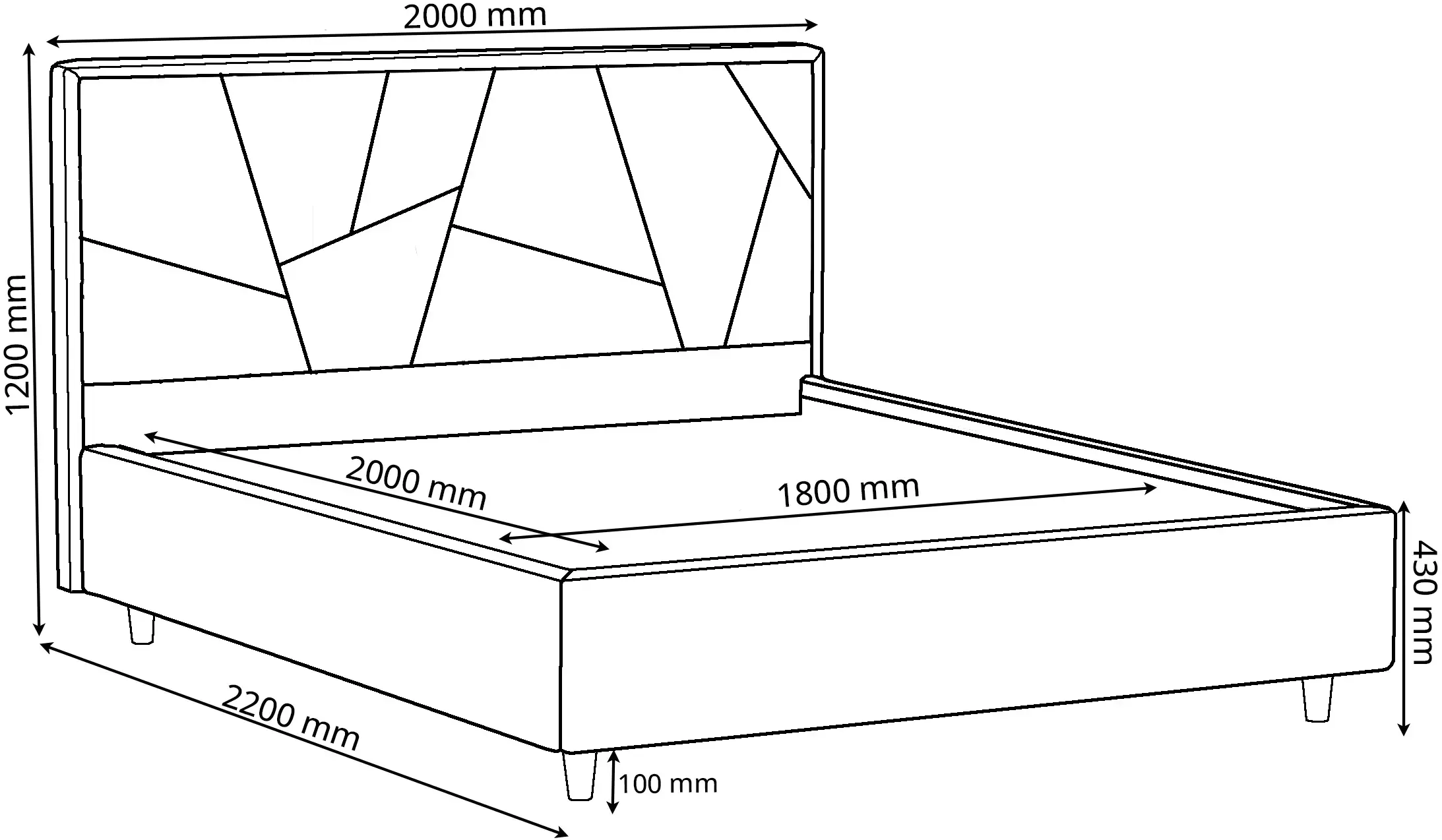 Кровать Charmbred Confort Seul Modern 180x200 Velluto 16 (Grey/Walnut)