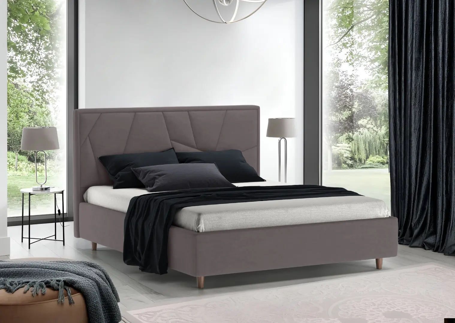 Кровать Charmbred Confort Seul Modern 180x200 Velluto 16 (Grey/Walnut)