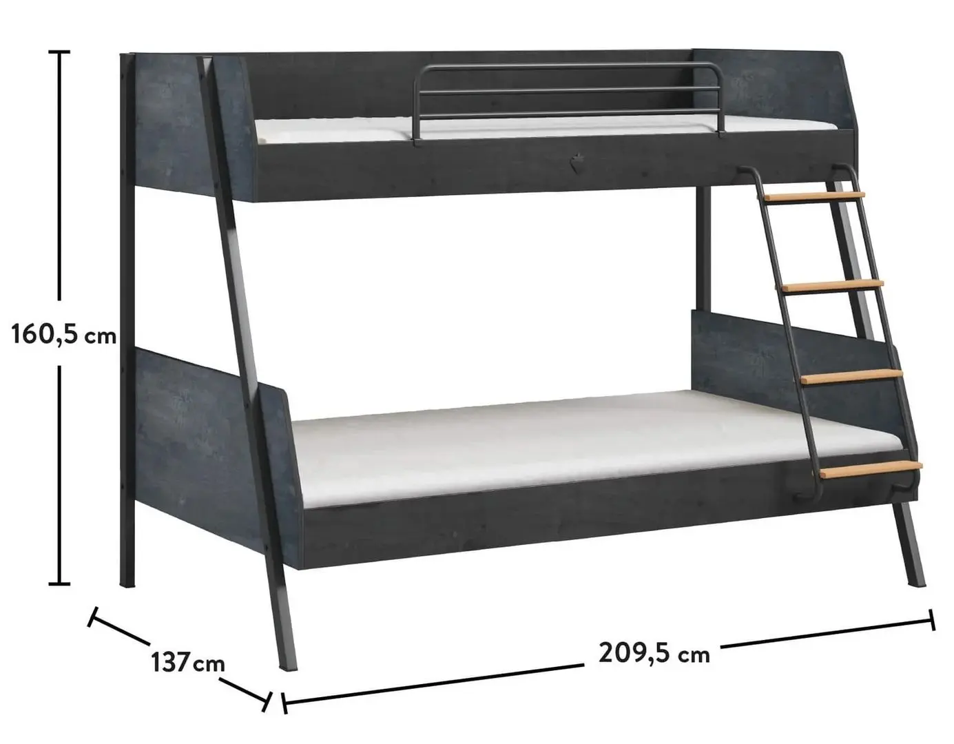 Pat suprapus Cilek Dark Metal 20.52.1403.00 90/120x200 (Blak/Gray) - 3