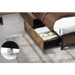 Кровать Costway HU10681DE-D LED/USB 140x200 (Rustic Brown/Black) Thumb