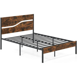 Кровать Costway HU10790CF-D 140x200 (Rustic Brown/Black) Thumb
