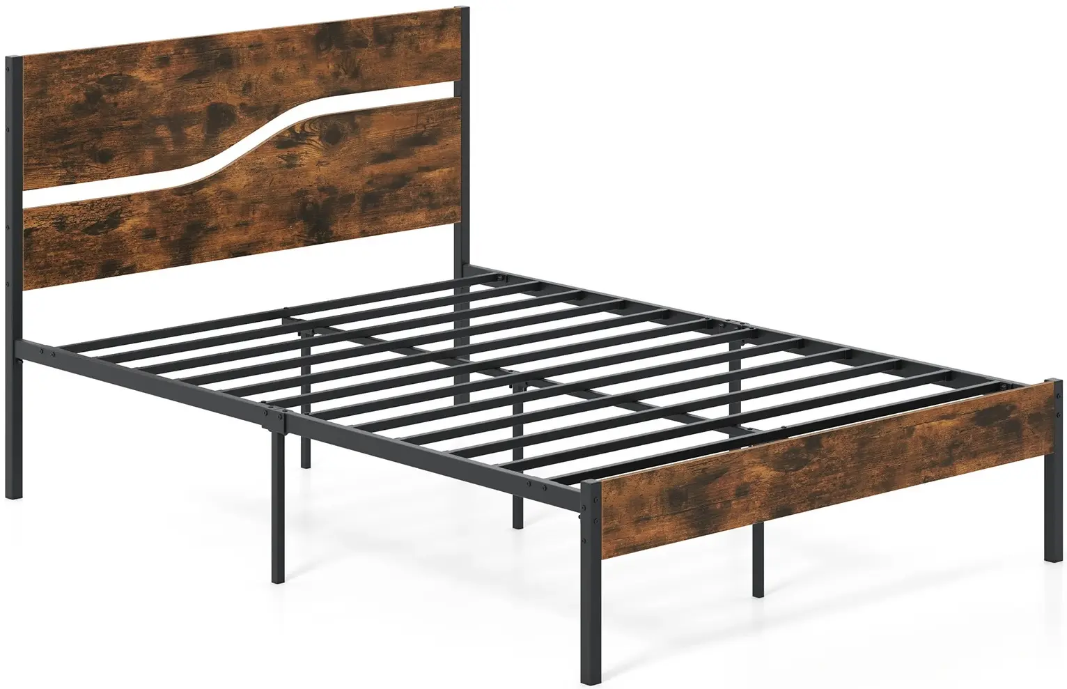 Кровать Costway HU10790CF-D 140x200 (Rustic Brown/Black) - 2