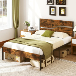 Кровать Costway HU10790CF-D 140x200 (Rustic Brown/Black)