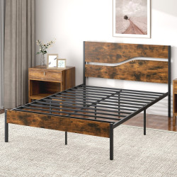 Кровать Costway HU10790CF-D 140x200 (Rustic Brown/Black) Thumb